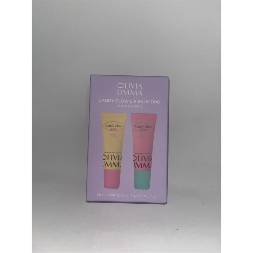 Olivia Umma Candy Glow Lip Balm Duo Guava & Mint NEW in Box .23 fl oz. Each